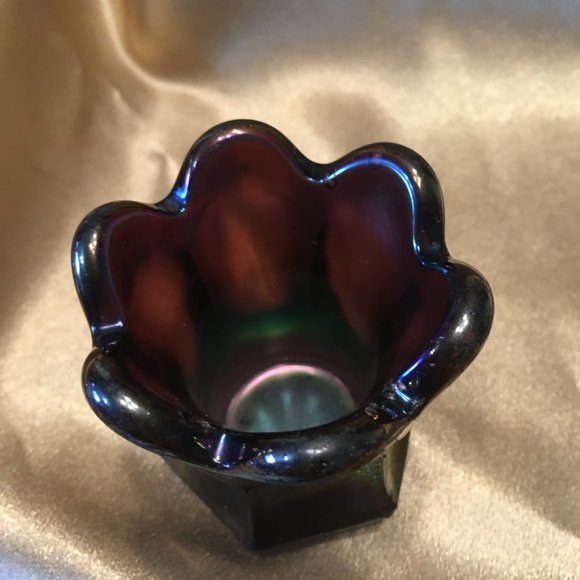 Vintage Amethyst Carnival Glass Toothpick Holder - Picture 5 of 16